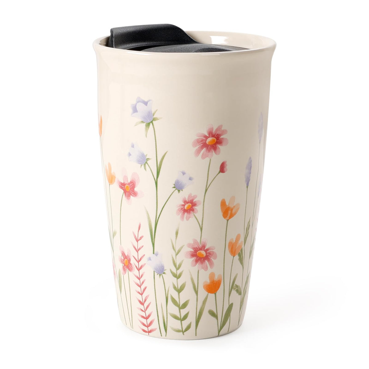 ANTIS'S HOME vaso cerámico de viaje con tapa floral beige para café móvil