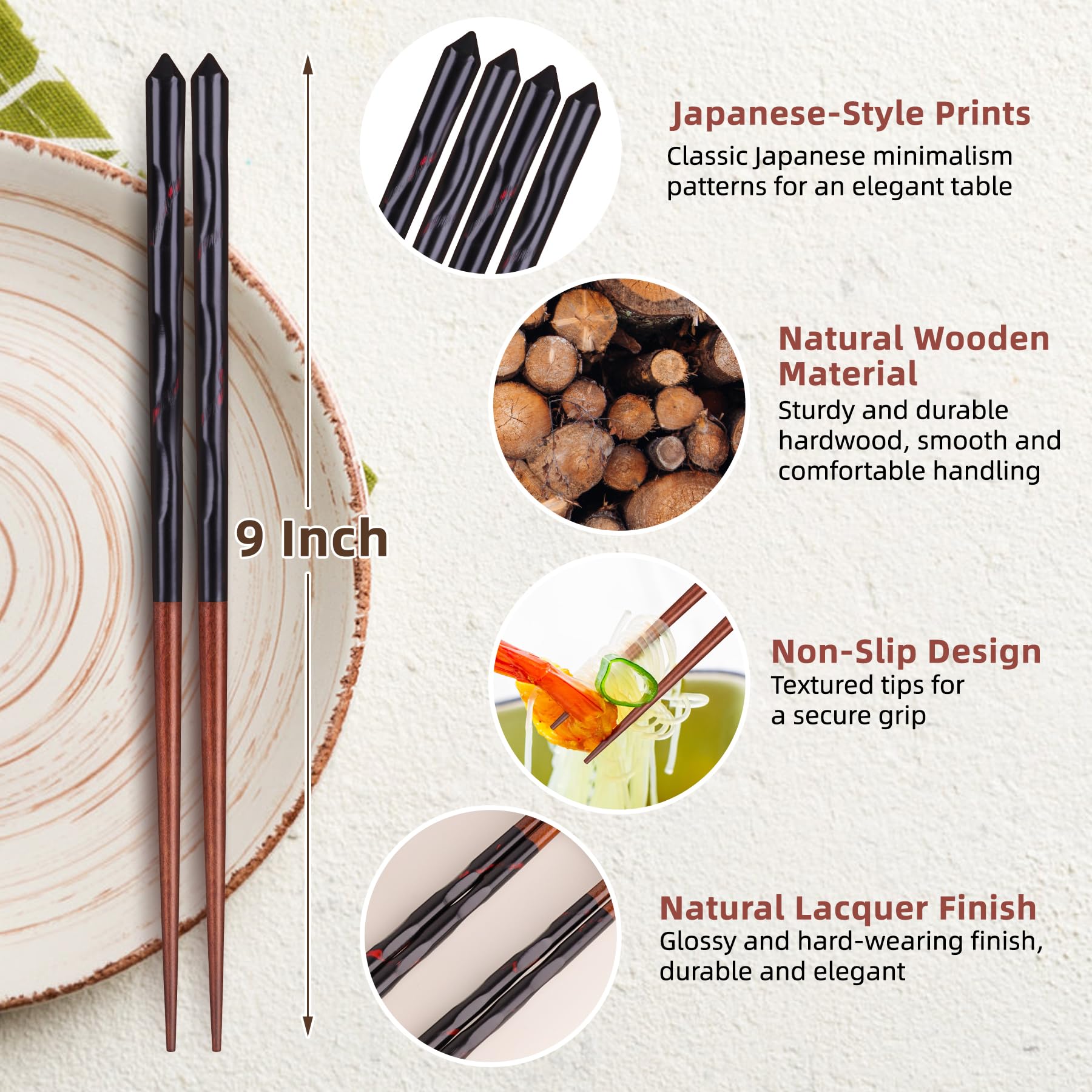 Antner palillos japoneses estilo minimalista con superficie lisa y cómodo agarre.