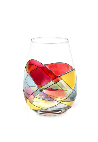 Copa de vino sin tallo Antoni Barcelona pintada a mano, ideal para regalar