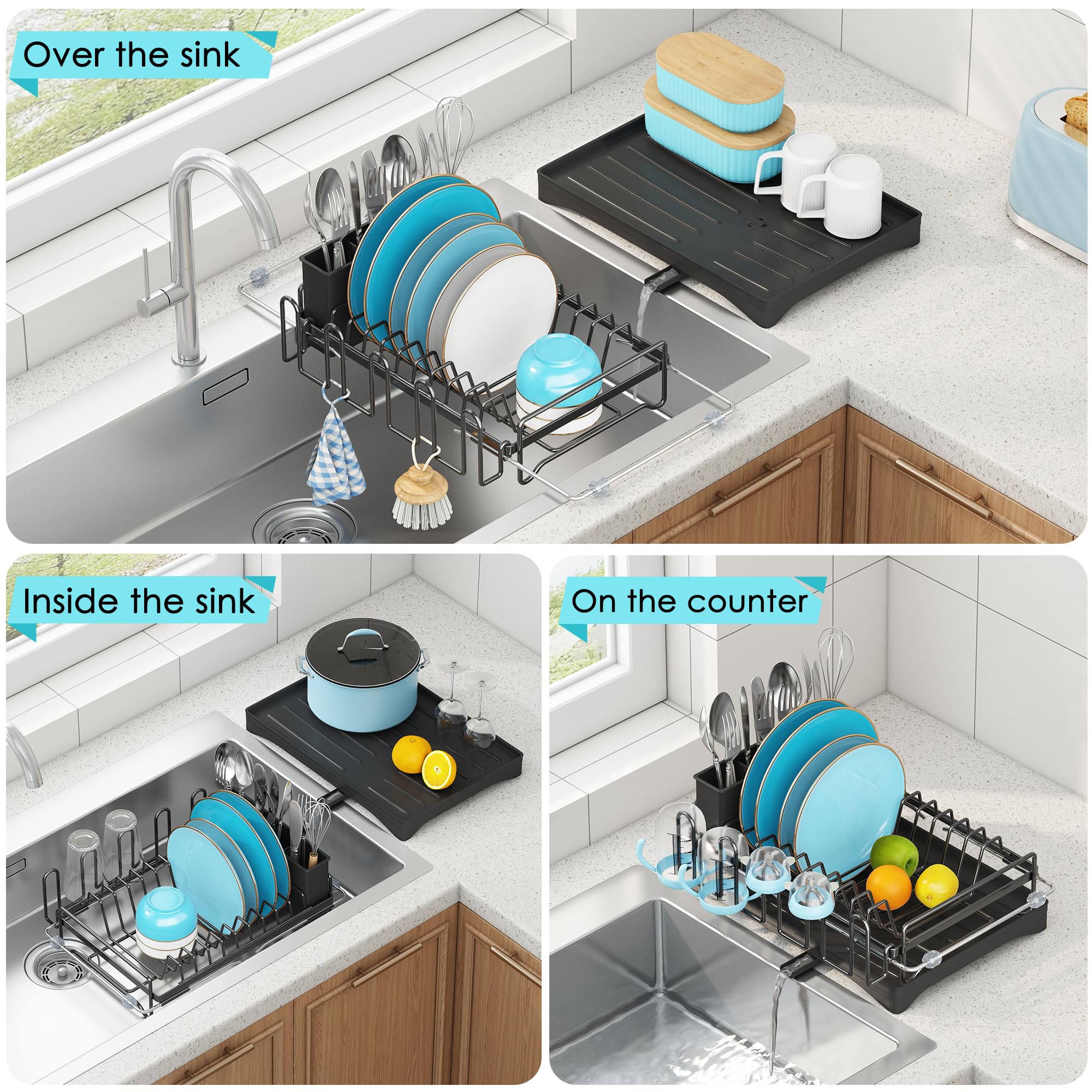 ANTOPY escurridor extensible sobre fregadero para ahorrar espacio