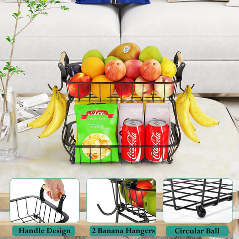 ANTOPY Estructura de hierro forjado con recubrimiento negro, estable para frutas y verduras.