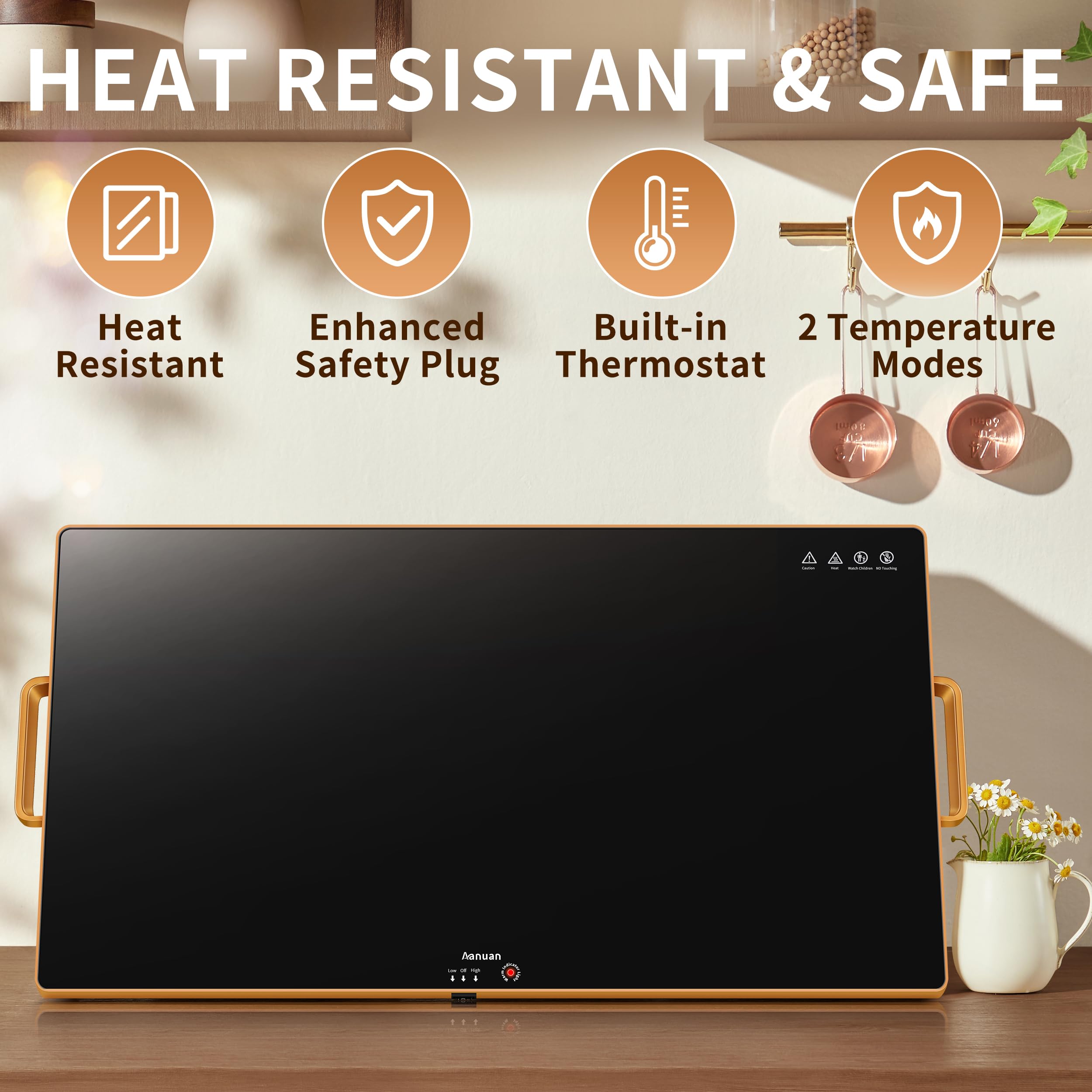 Vidrio templado de Aanuan resistente al calor, durable y fácil de limpiar.