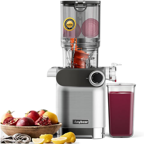 Anybear exprimidor prensado frio boca grande 4-3 pulgadas para frutas enteras, ahorro de tiempo.