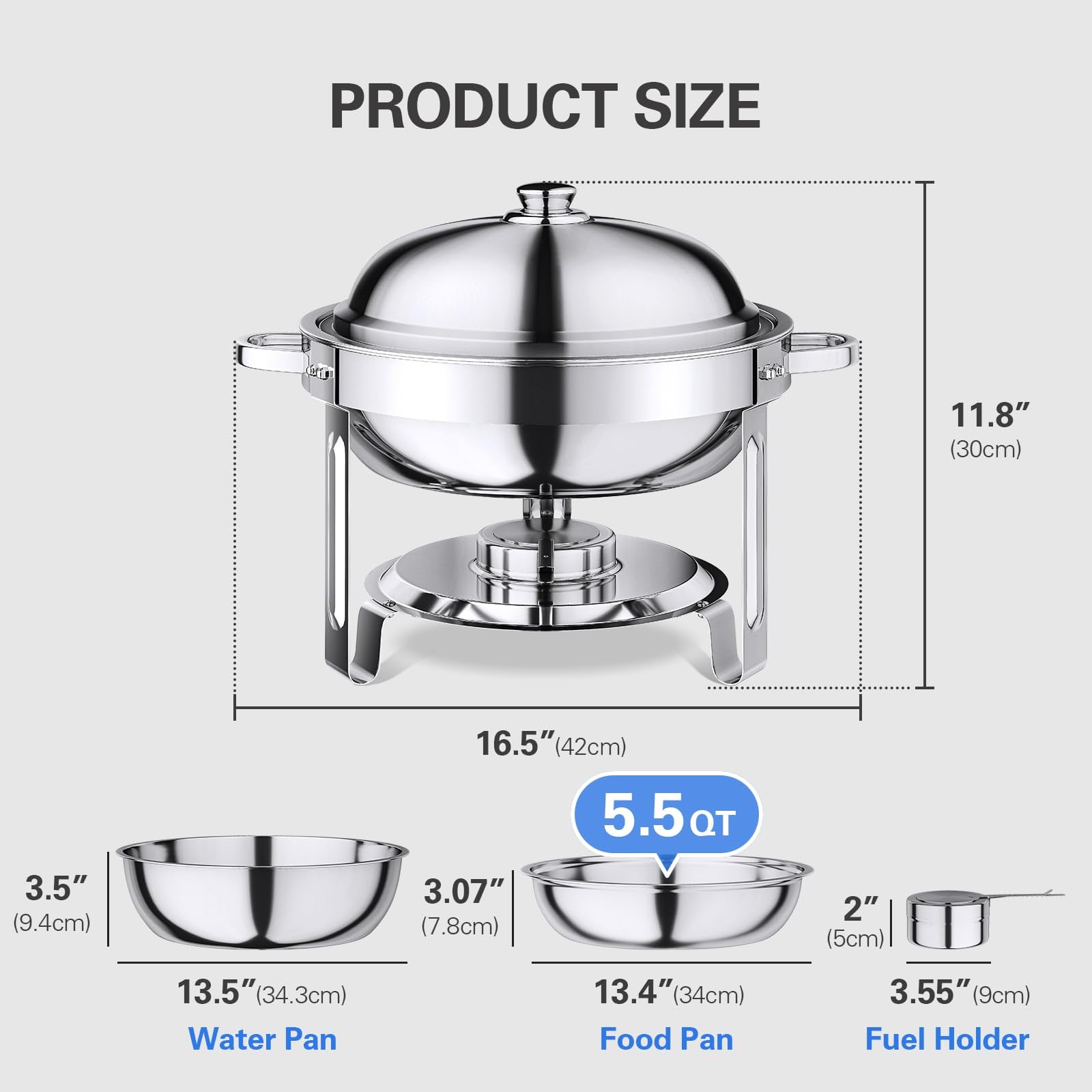 Anycoo acabado brillante de acero alimentario, aspecto elegante en la mesa