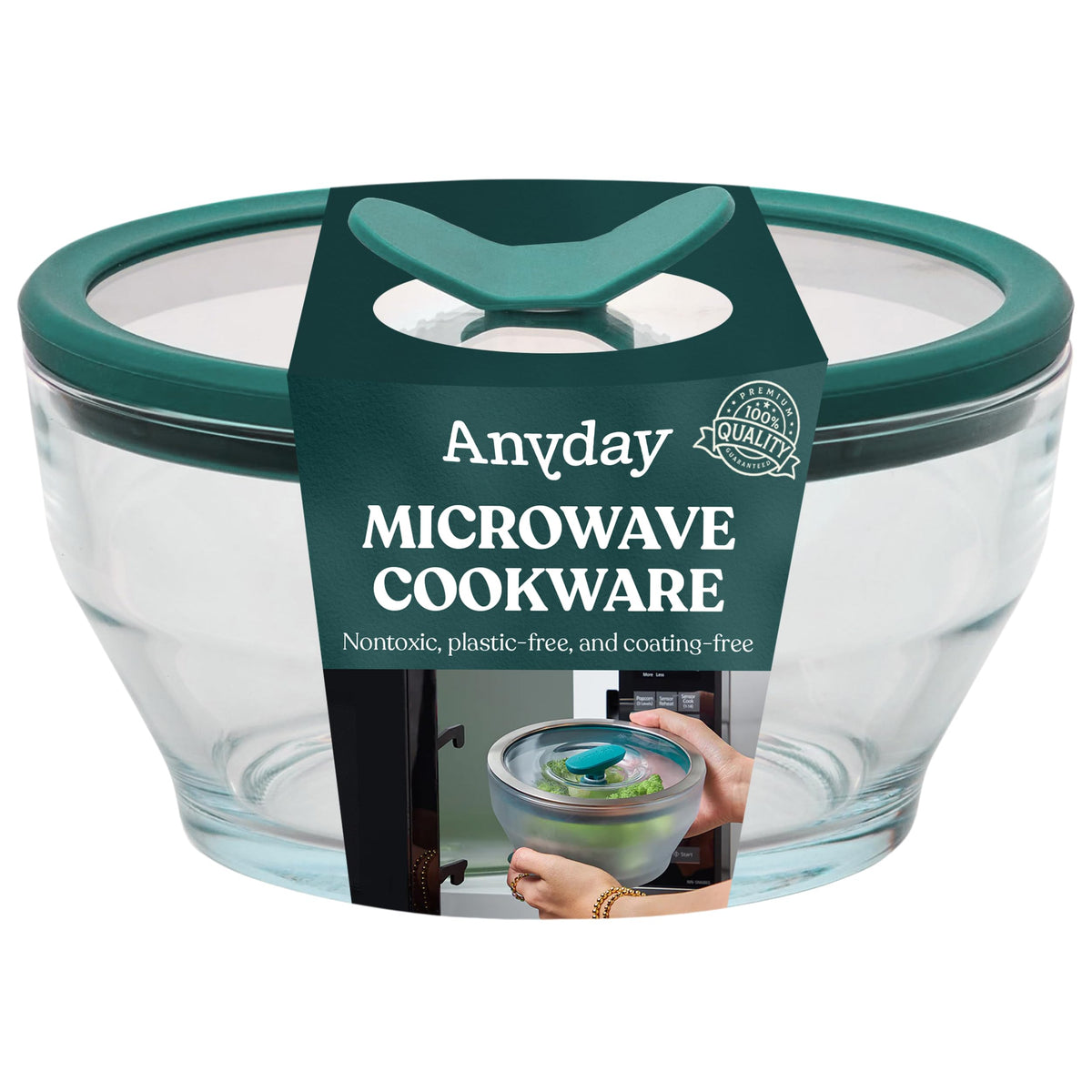 Anyday 8 tazas envase vidrio redondo con tapa ventilada para recalentar sin salpicaduras