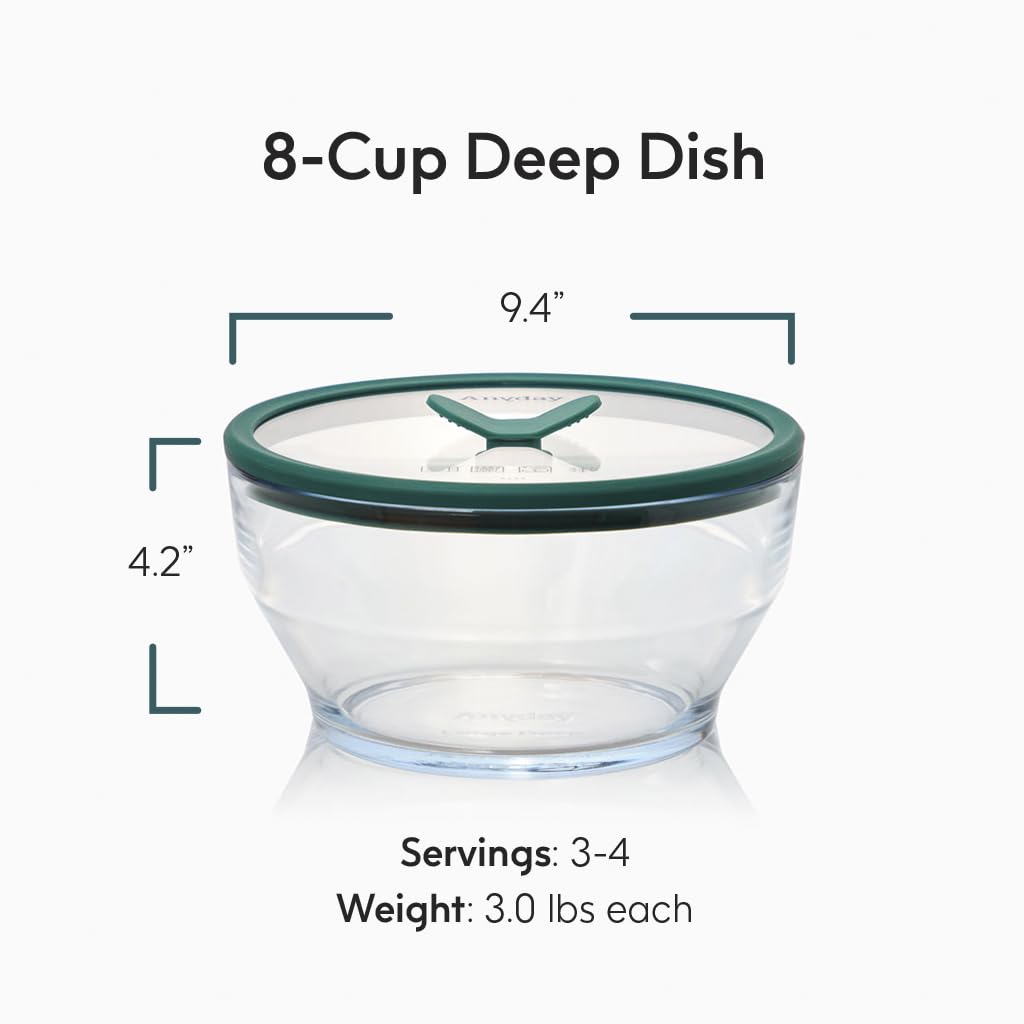 Anyday envase vidrio apilable de 8 tazas para despensa organizada