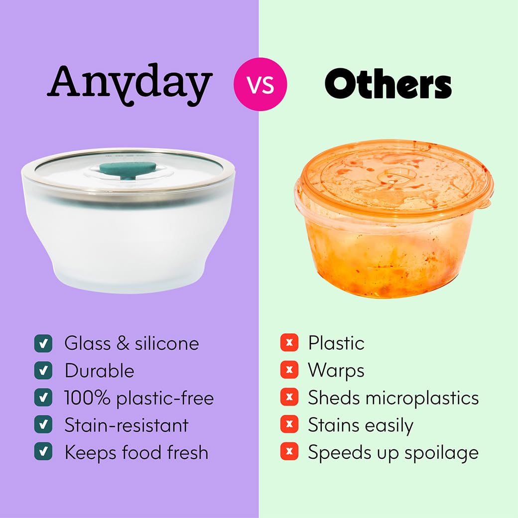 Anyday recipientes-vidrio-para-almuerzo-apto-lavavajillas: prácticos para llevar y lavar