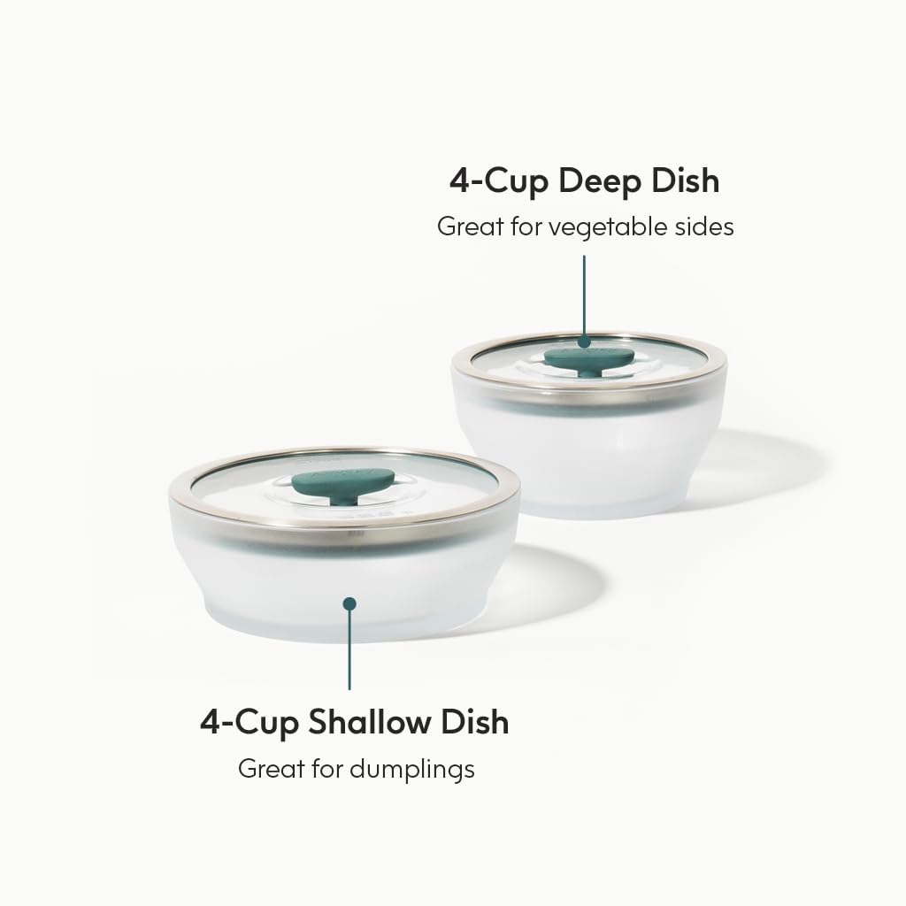 Anyday tapas de vidrio con silicona, sellado hermético para mantener la comida húmeda.
