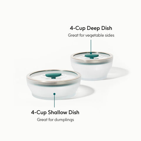 Anyday tapas de vidrio con silicona, sellado hermético para mantener la comida húmeda.