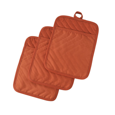Manoplas Anyi para ollas en naranja, vista frontal, protección al manipular comida caliente.