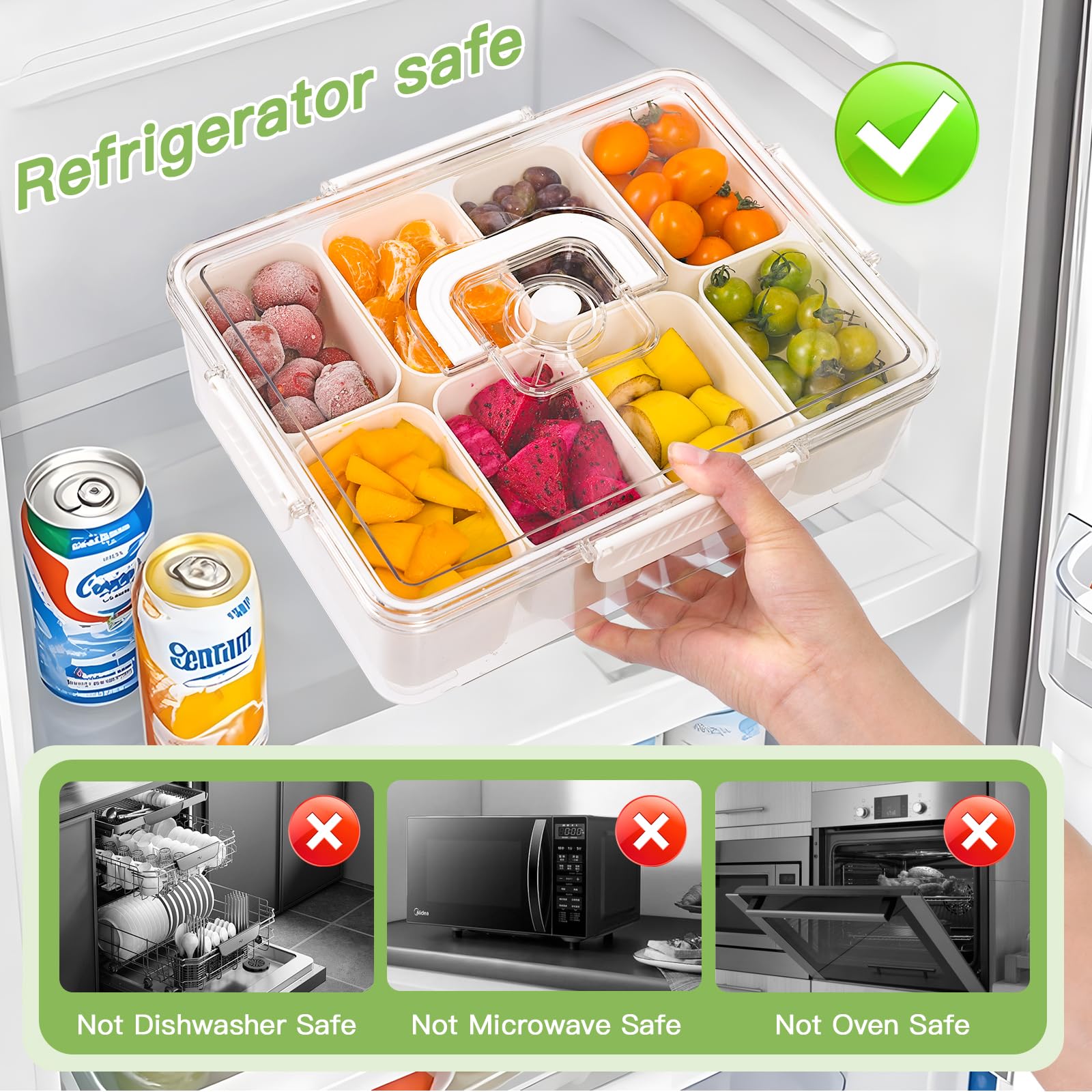 ANYPROLUS bandeja snack con 8 compartimentos, fácil de servir en reuniones y fiestas.
