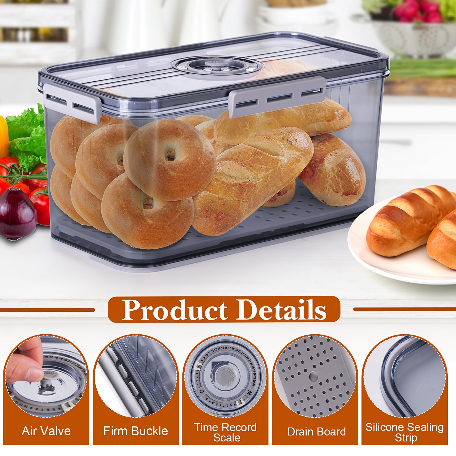 ANYPROLUS Panera capacidad grande, caben panes y bollos de forma eficiente.