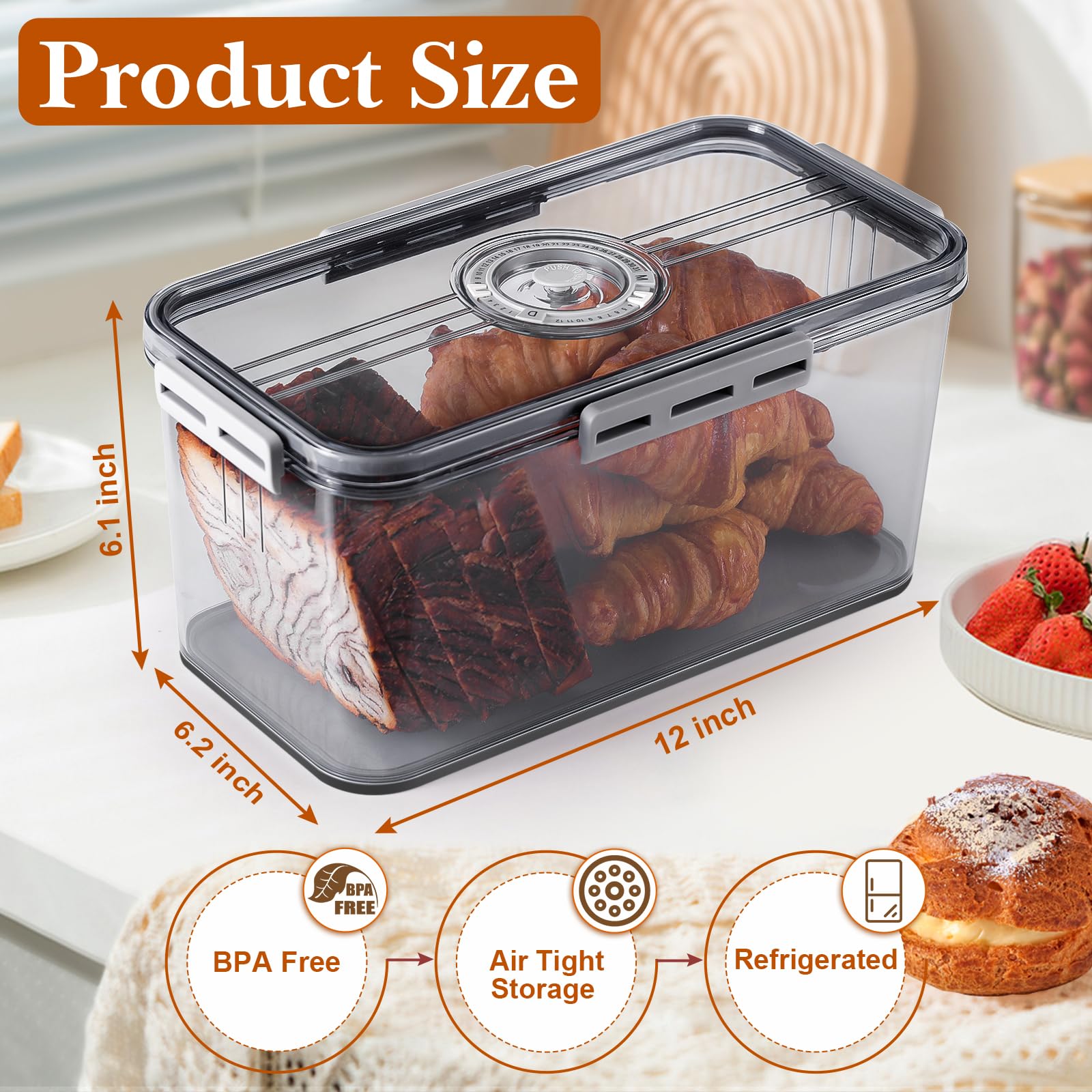 ANYPROLUS Panera con sellado hermético mantiene pan fresco por más tiempo