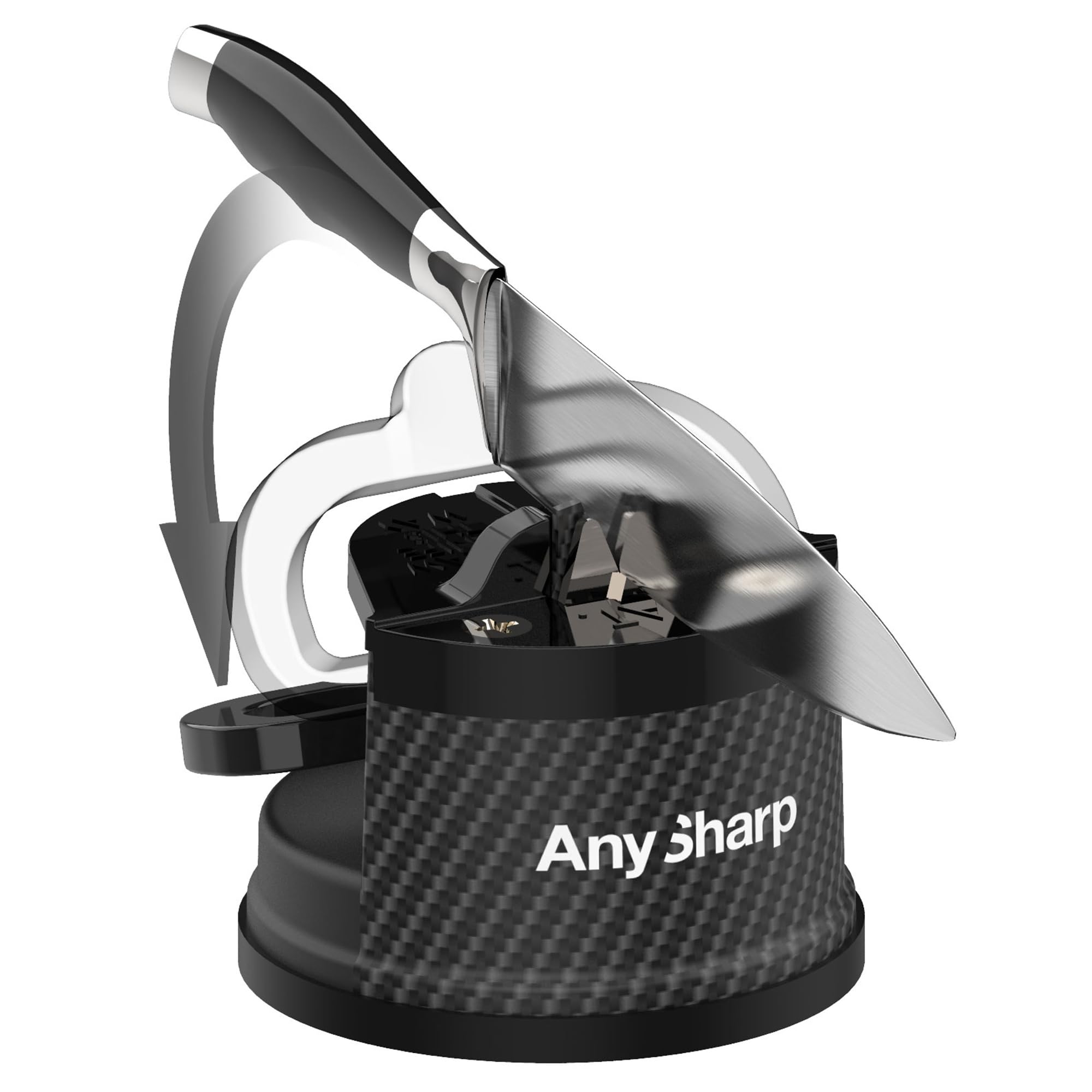 Base de succión PowerGrip mantiene estable el afilador con AnySharp Edition.