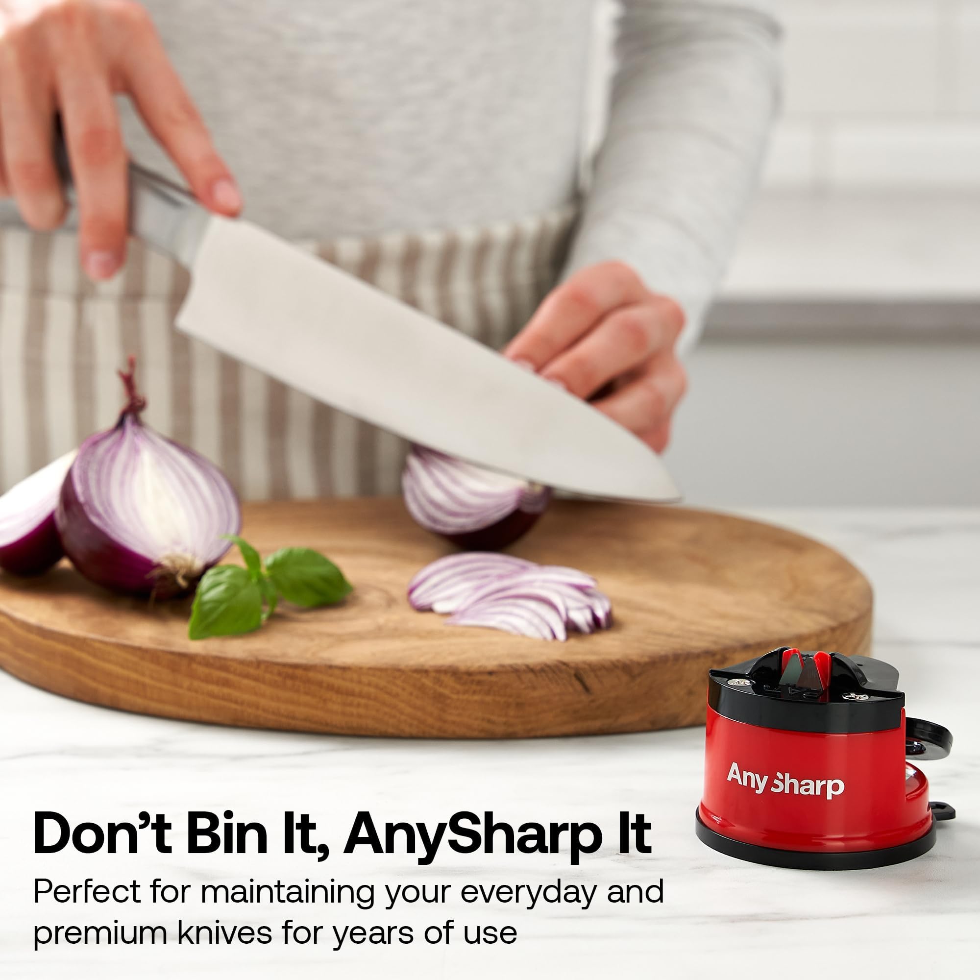 AnySharp etiqueta y marca del producto con información visible y clara