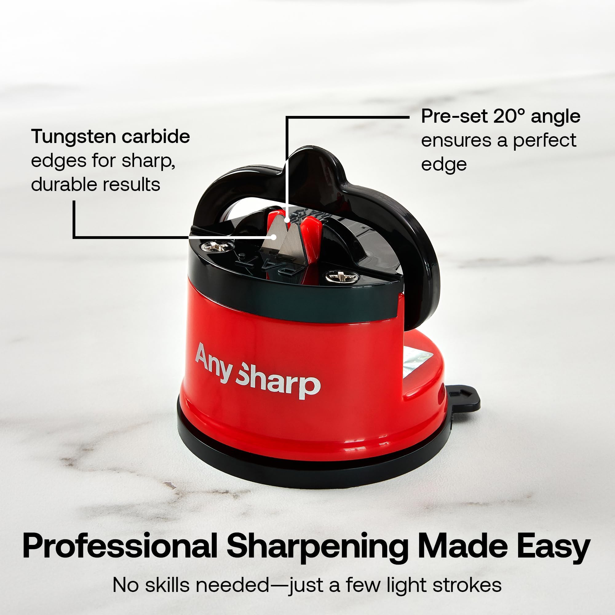 AnySharp guías fijas alineando el ángulo del cuchillo para precisión