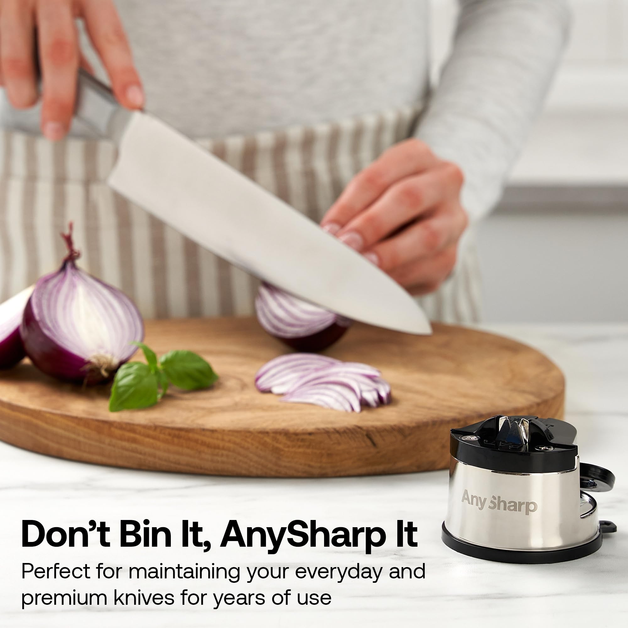 AnySharp Pro Metal: uso-profesional-cocina para chef y aficionado