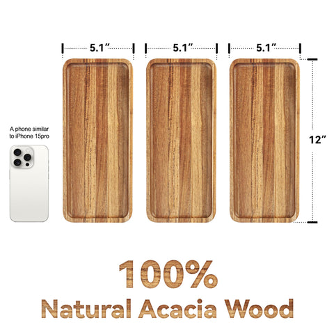 Anyvape bandeja rectangular de acacia para decoración, añade orden y estilo.