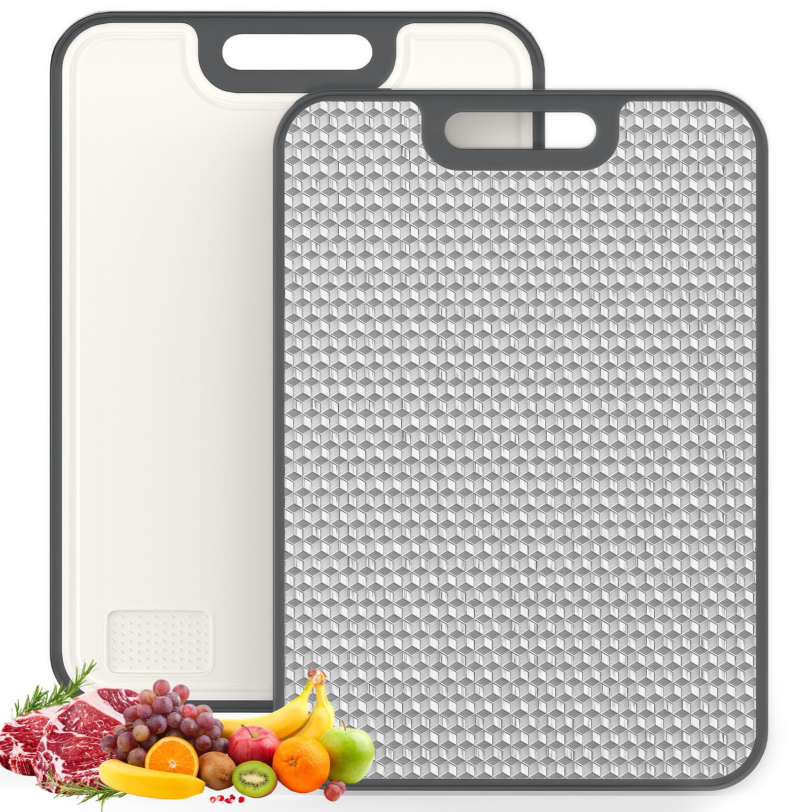 ANYZONE tabla de cortar con cara de acero inoxidable 18/8 para carnes crudas, higiene segura