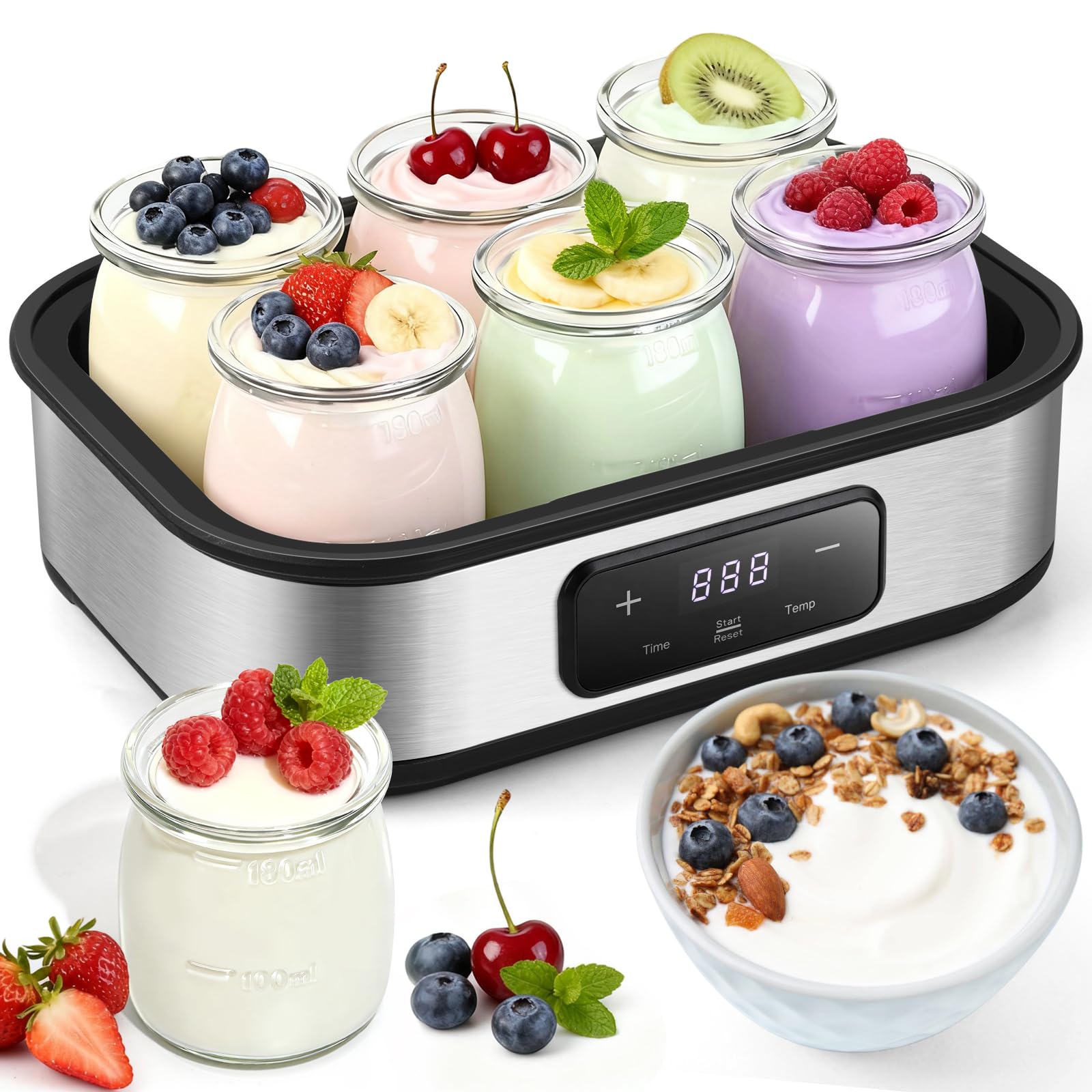 ANZKTOS Yogurera con temperatura ajustable para yogur casero suave.