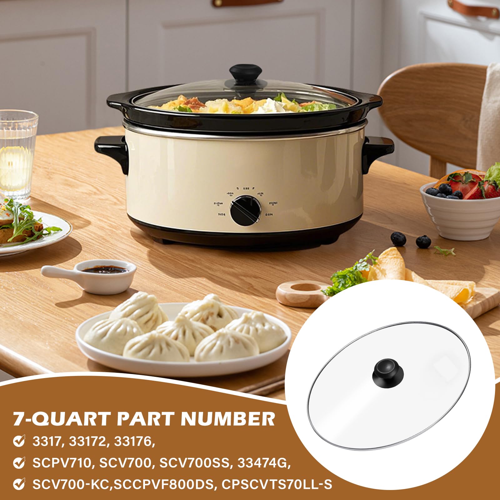 Tapa de repuesto Aocies ovalada, 7qt, fácil de limpiar en lavavajillas.