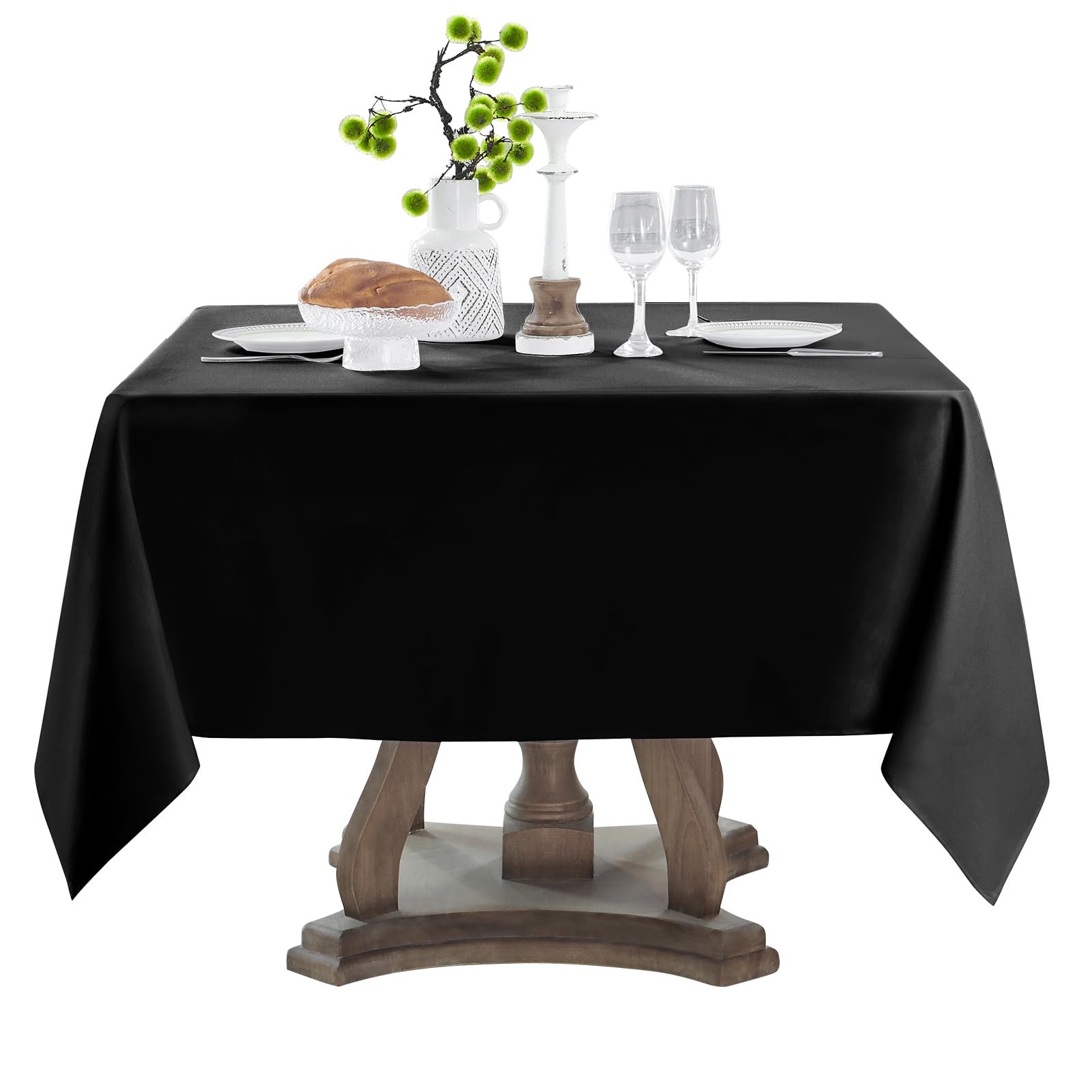Aocoz mantel cuadrado 52x52 negro en mesa elegante para cualquier ocasión