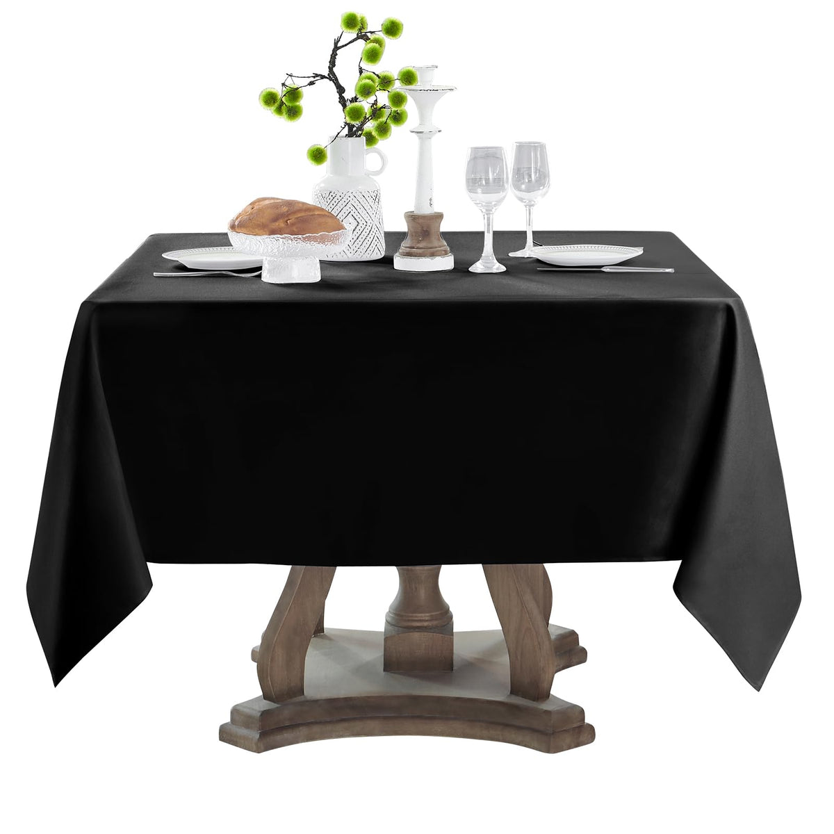 Aocoz mantel cuadrado 52x52 negro en mesa elegante para cualquier ocasión