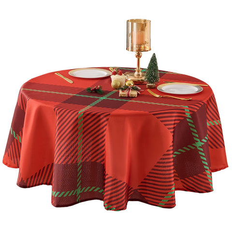 Mantel Aocoz navidad redondo de 60 pulgadas, ideal para cenas festivas.