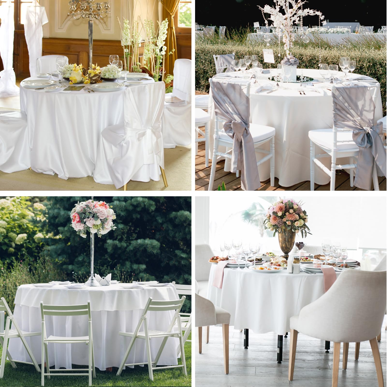 Mantel redondo Aocoz de 120 pulgadas en blanco para protección y decoración