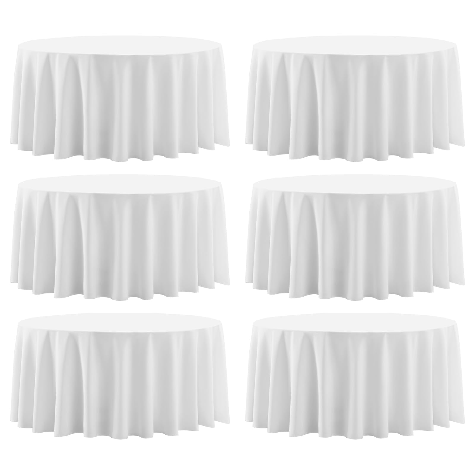 Mantel redondo Aocoz blanco de 90 pulgadas protege la mesa en banquetes.