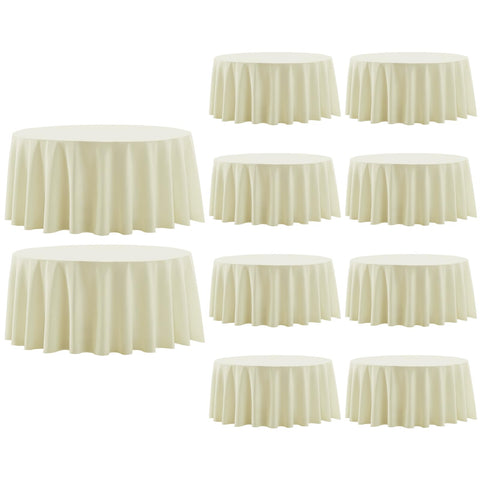 Mantel redondo Aocoz marfil de 120 pulgadas, caída suave para cenas elegantes.