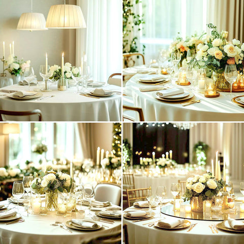 Mantel lavable Aocoz marfil 120 pulgadas, resistente y reutilizable.