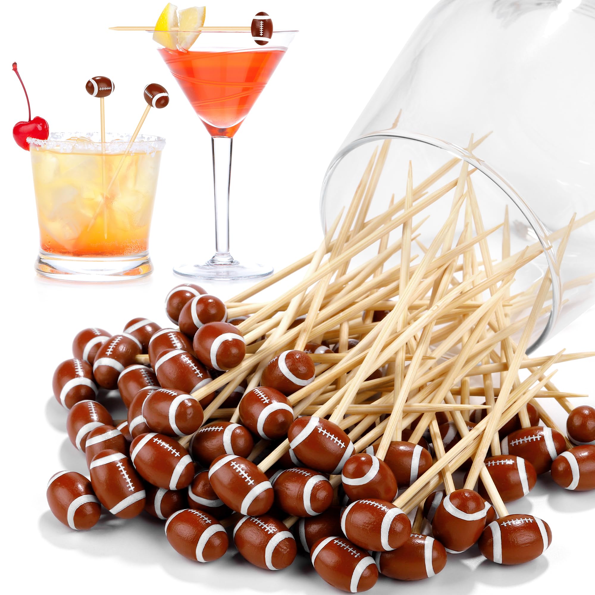 Aodaer palillos coctel bambu balon deportivo, decoracion ideal para fiestas