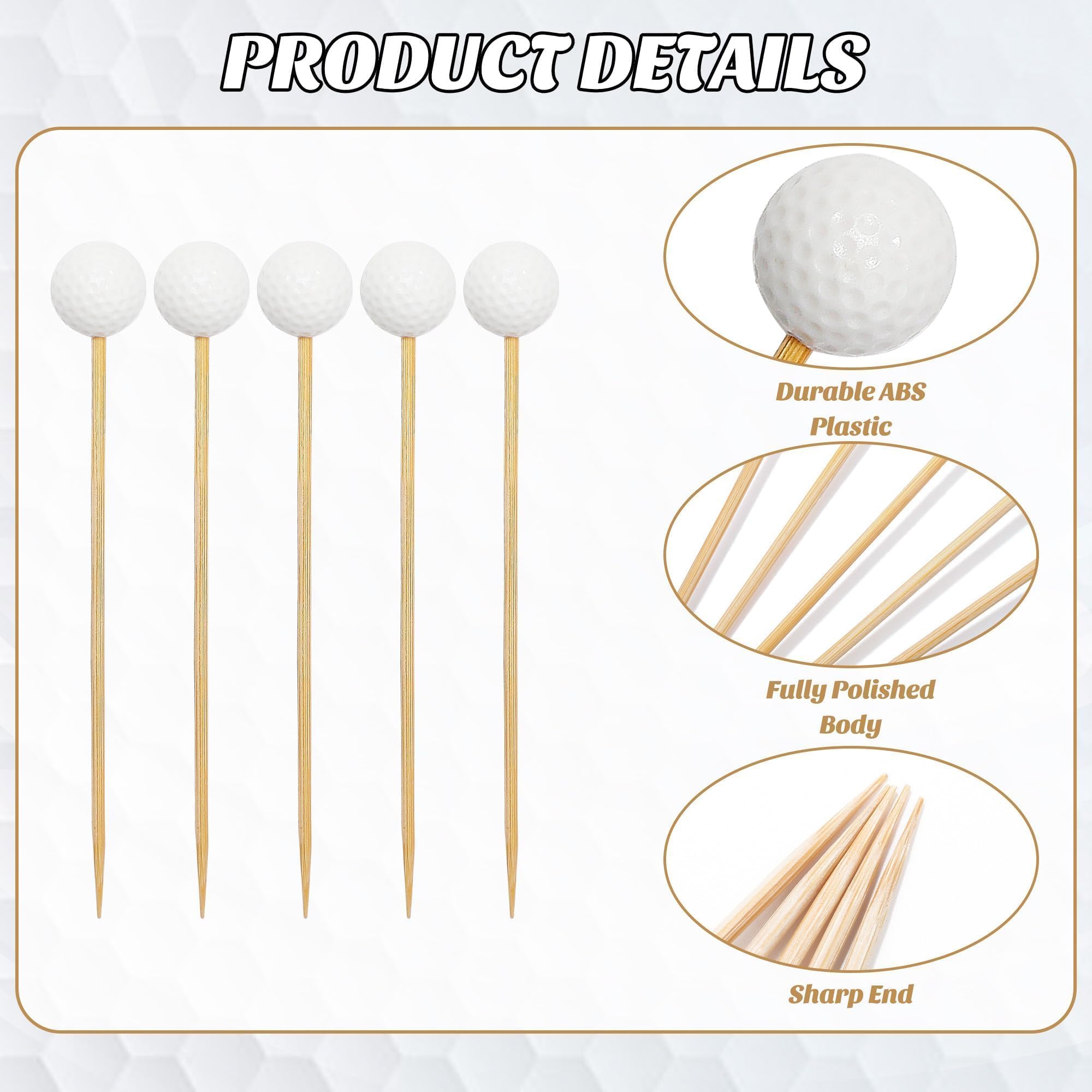 Palillos de golf de 12 cm listos para sujetar alimentos.
