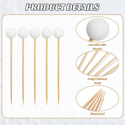Palillos de golf de 12 cm listos para sujetar alimentos.