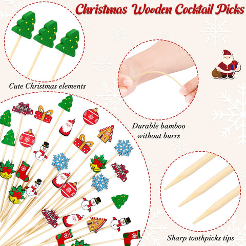 Aodaer palillos navideños calcetines; prácticos para servir tapas y ensaladas decorativas