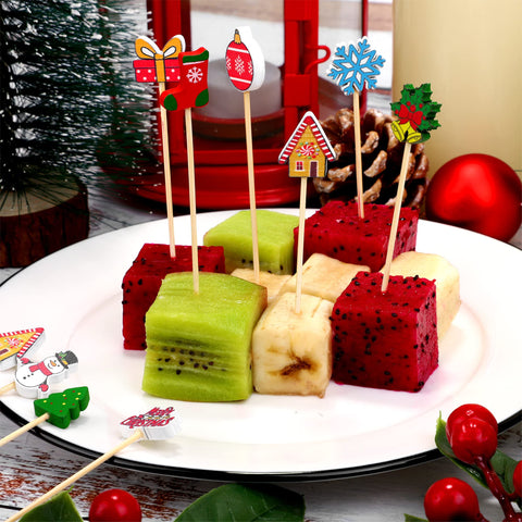 Aodaer palillos navideños copos de nieve; perfectos para decorar ensaladas y bebidas