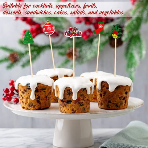 Aodaer palillos navideños regalos; útiles para porciones de postres y aperitivos