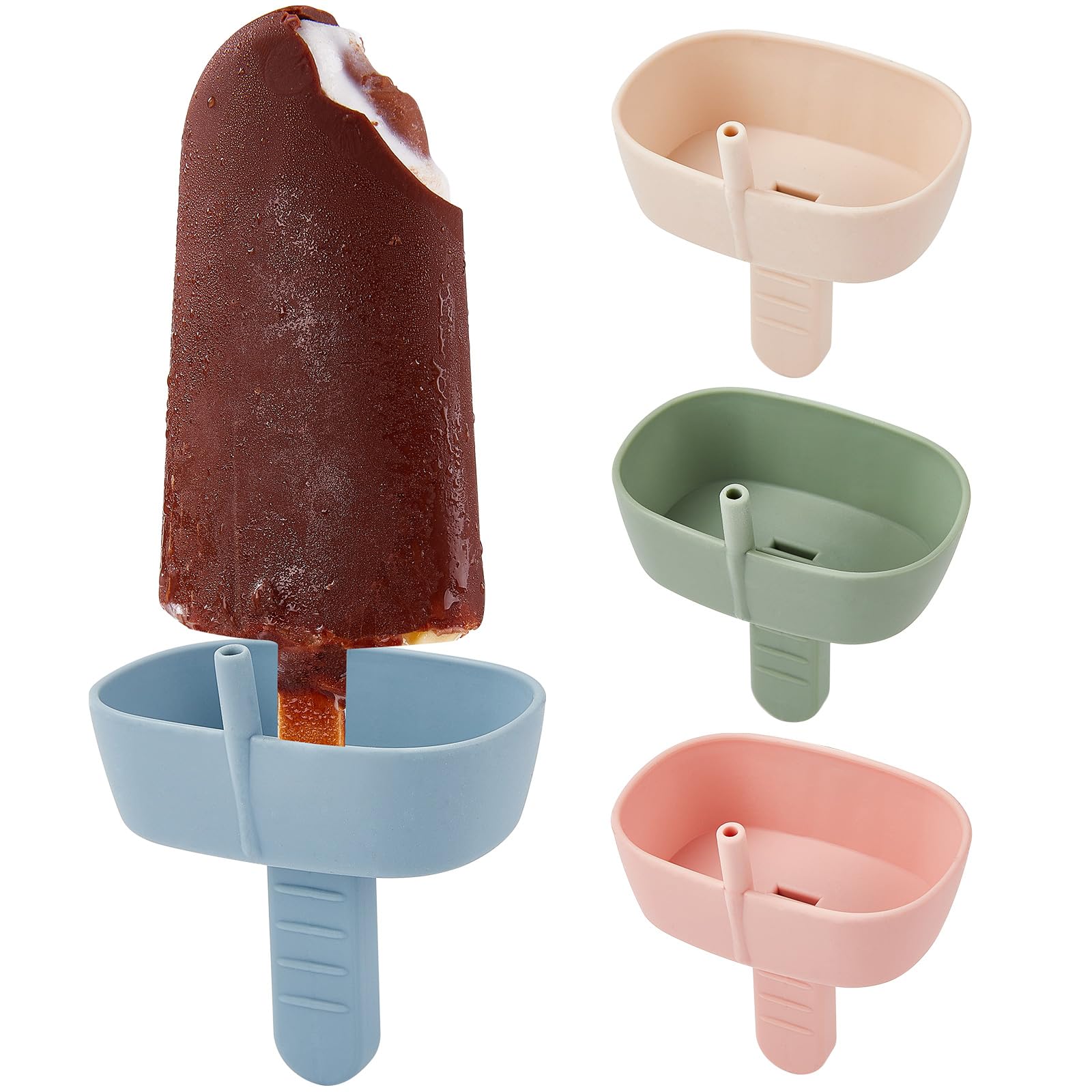 Portapaletas de silicona AODISTUCE: conjunto de 4, sin goteo para meriendas limpias.