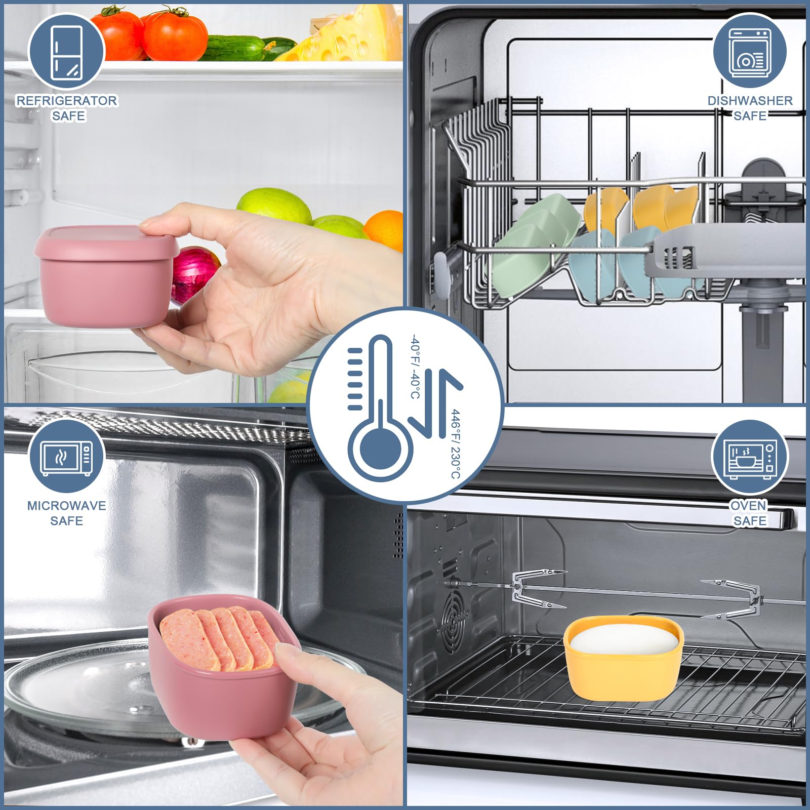 AOEDEO tazones de silicona versátiles para snacks y yogur.