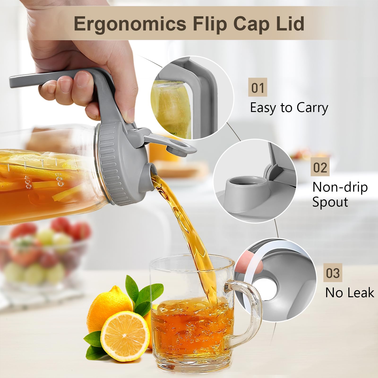 Tapa ergonómica de la jarra AoeJarry facilita verter