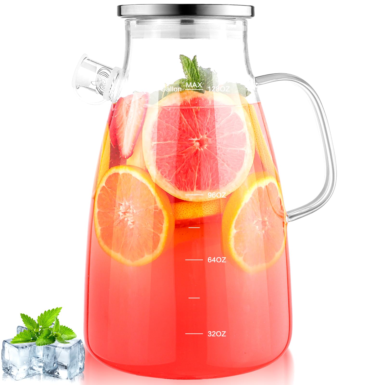 Jarra Aofmee de vidrio 1 galón, ideal para reuniones y bebidas familiares.