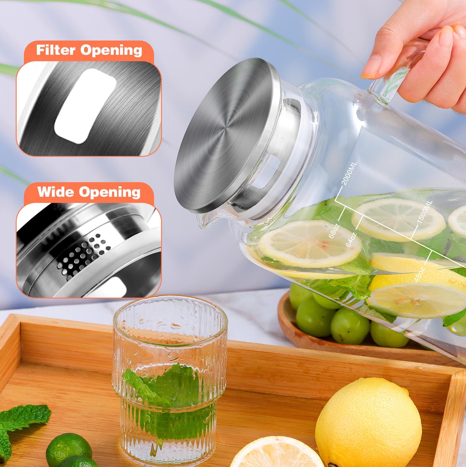 Jarra Aofmee con mango ergonómico para verter con comodidad.