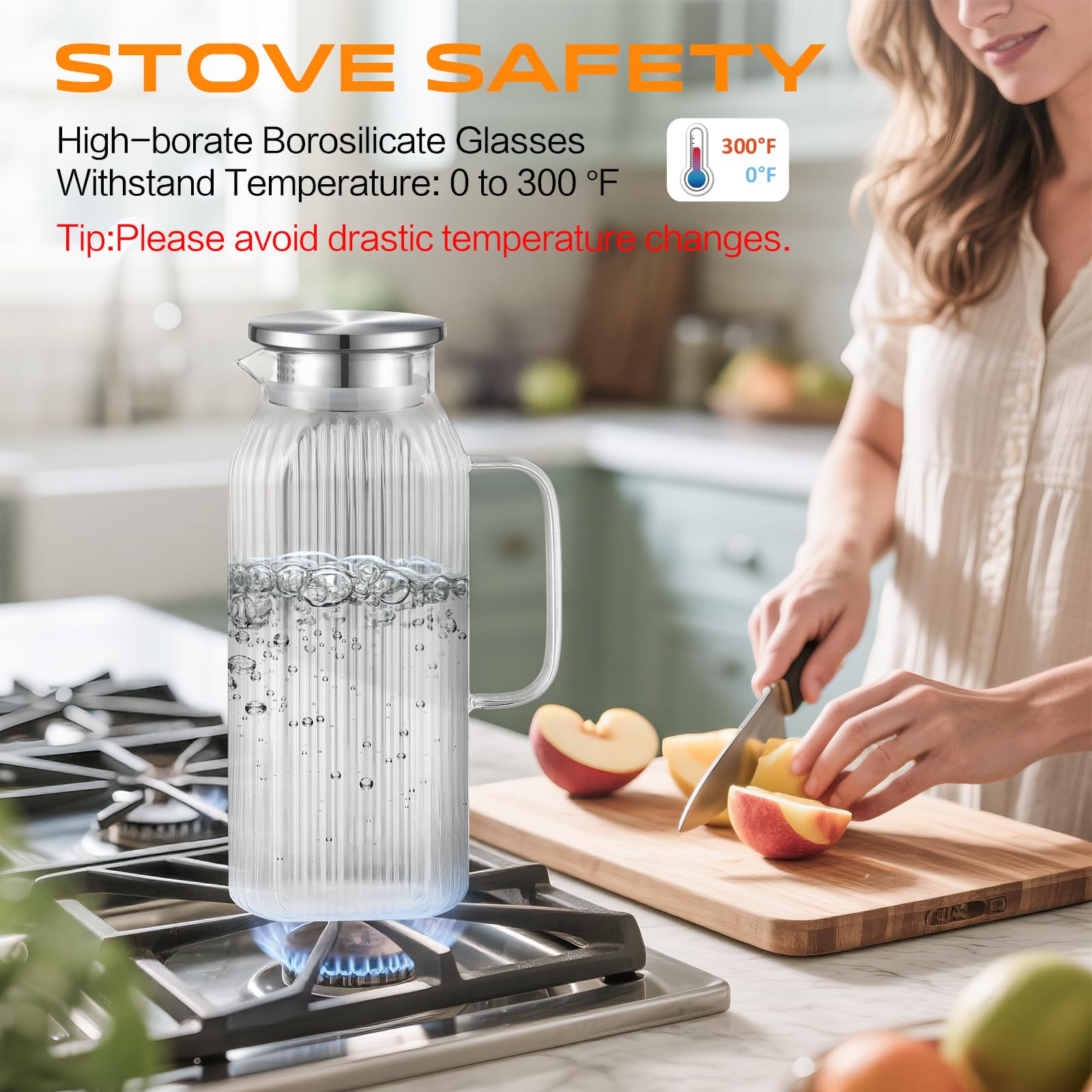 Jarra de vidrio Aofmee resistente al calor, apta para bebidas frías y cálidas.