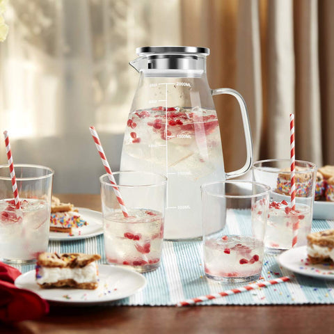 Aofmee Jarra de vidrio borosilicato resistente al calor para bebidas frías y calientes