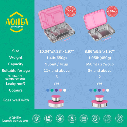 AOHEA bento materiales sin BPA para una comida segura.