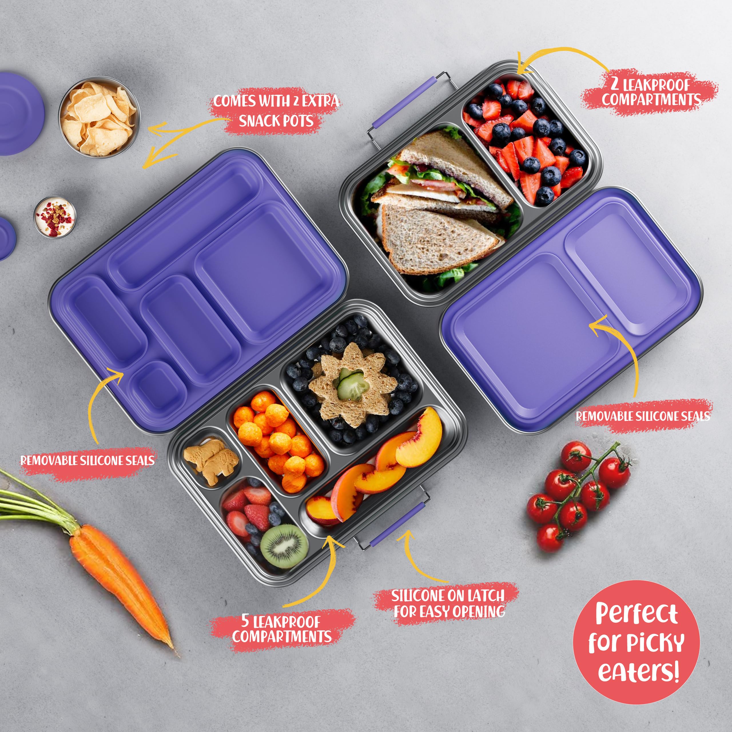 AOHEA Bento accesorios dos recipientes, ideal para salsas y guarniciones.