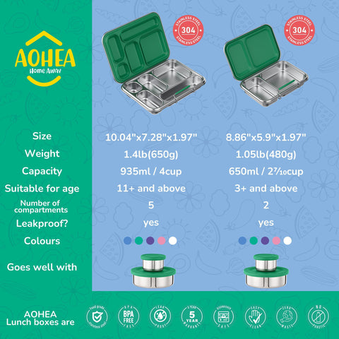AOHEA bento materiales seguros, libre de BPA para comer con tranquilidad.
