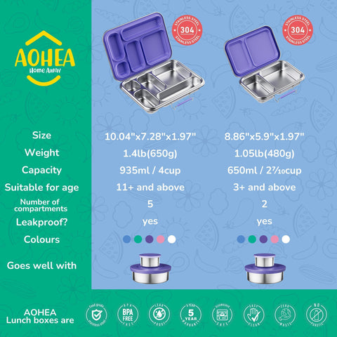 AOHEA lonchera en acero 304, resistente y duradera.