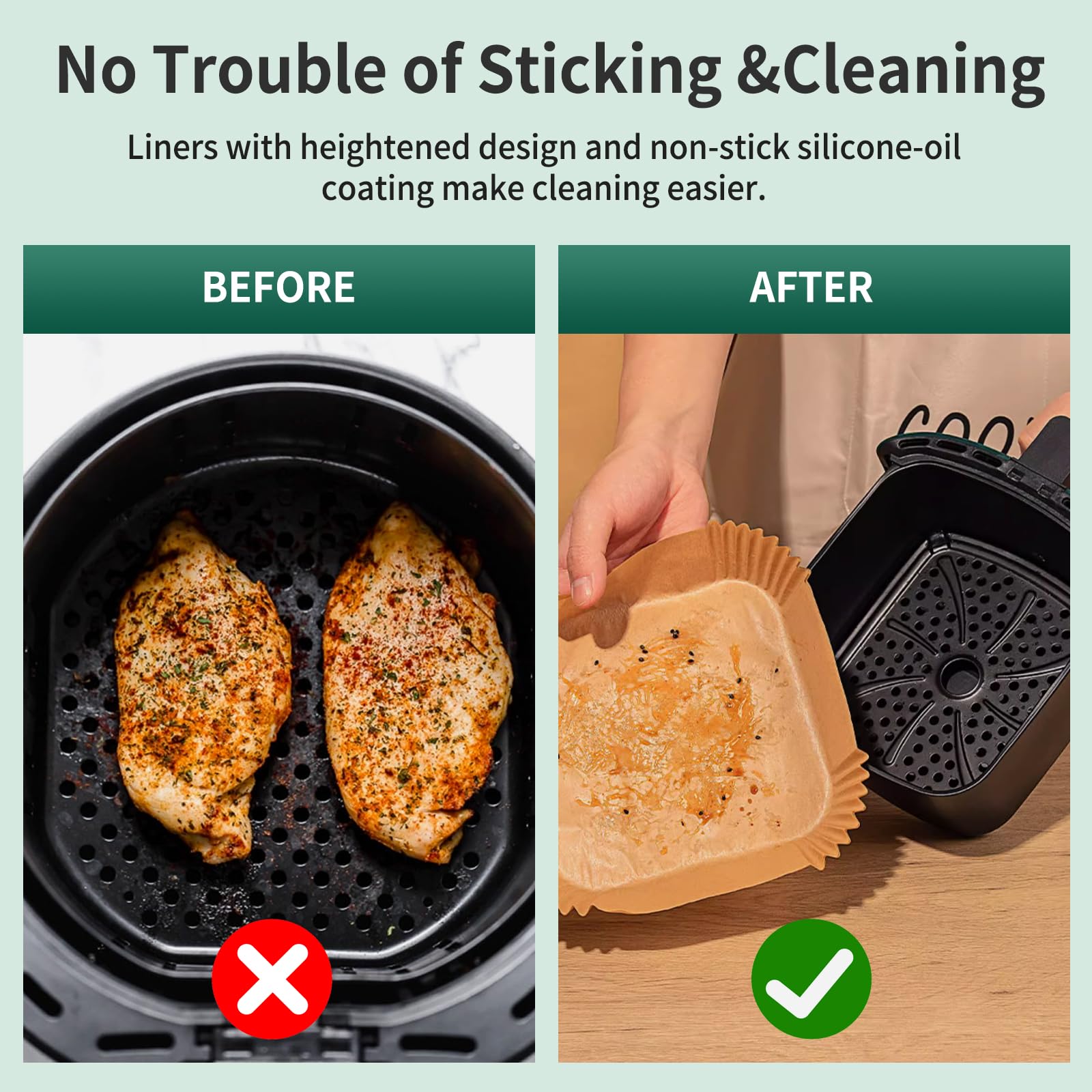 AOJOYS papel pergamino desechable para freidora de aire, cocina más limpia.